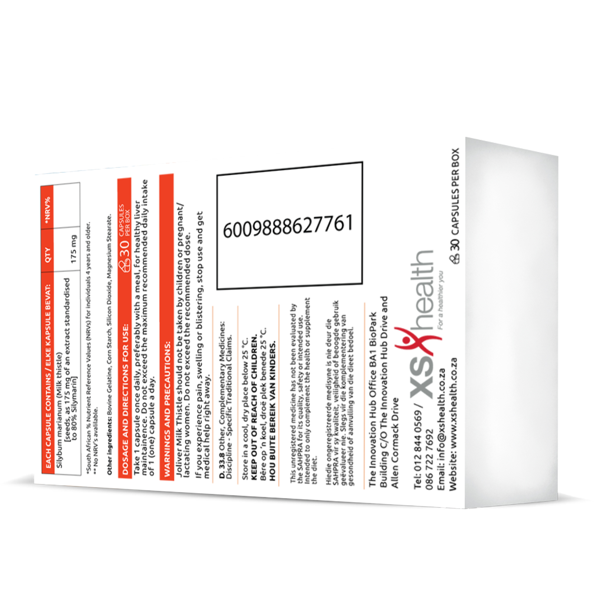Takealot listing - Joliver Milk Thistle Caps back
